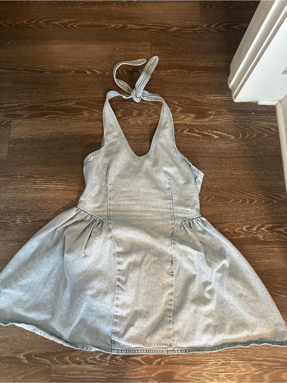 H&M Light Wash Denim Halter Mini Dress